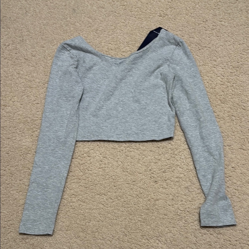 Brandy Melville Gray Asymmetrical Crop Top Long Sleeve